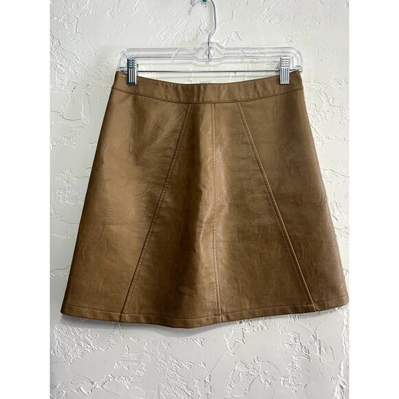 Zara faux leather tan high waist mini skirt womens small y2k indie kpop kawaii - Picture 2 of 5